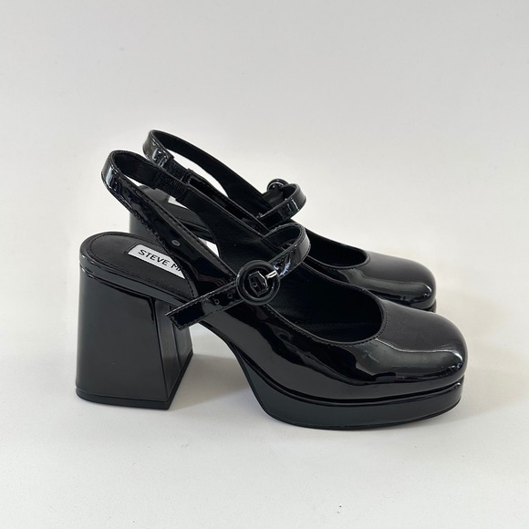 Steve Madden Black Platform Mary Jane Heels Womens 7 Chunky y2k Block Goth Bratz - Picture 2 of 7